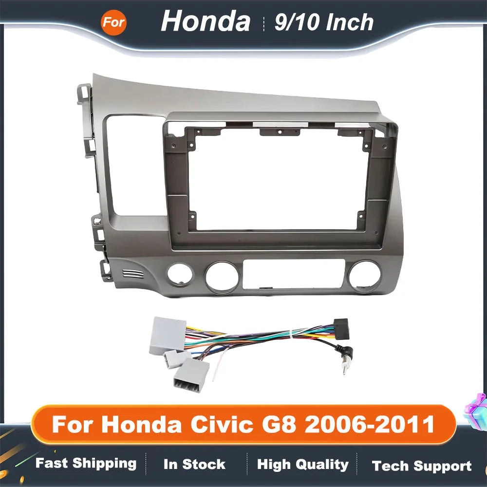 9/10 Inch Car Radio Fascia Frame for Honda Civic G8 2006-2011 Android Stereo Dash Fitting Panel Kit Adapter Trim