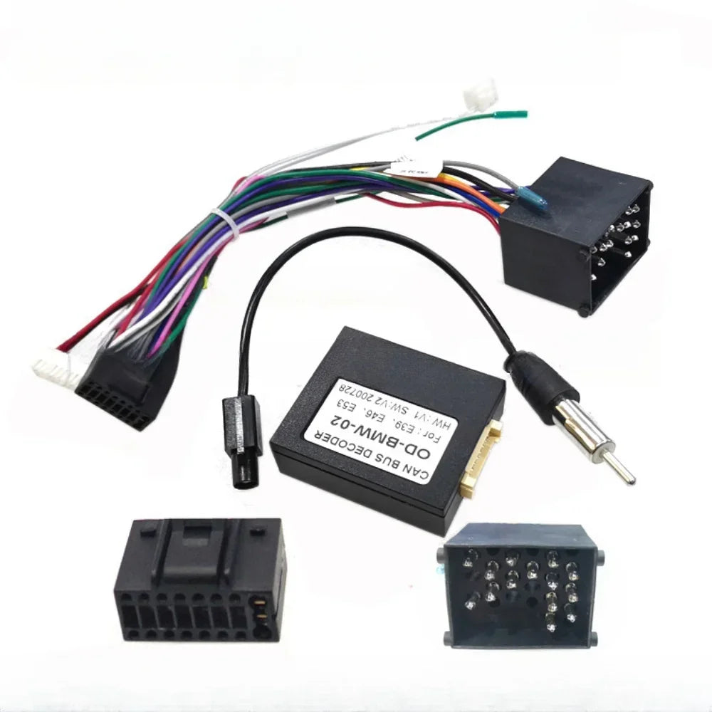 Car Radio Canbus Box Decoder OD-BMW-02 For BMW E39/ E46/E53 Harness Wiring Cables 16 PIN Wiring Harness Plug Power Cable Android