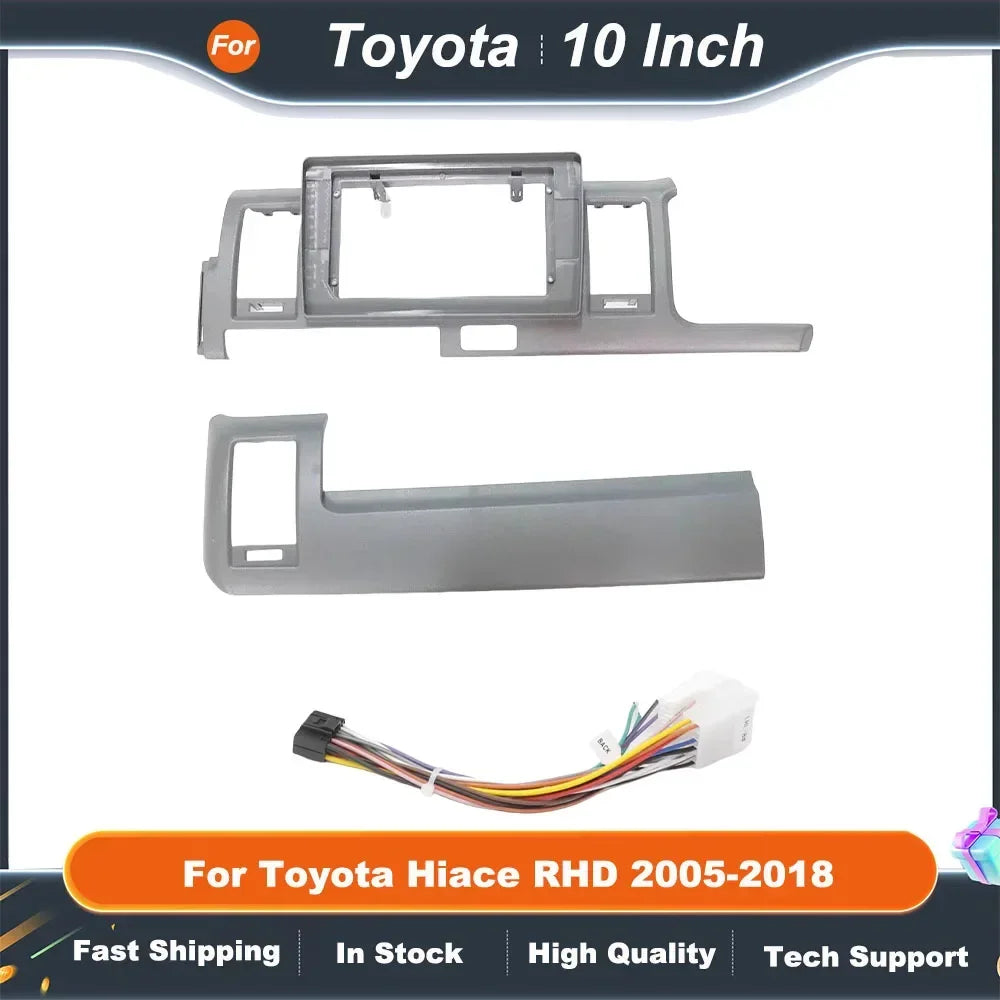 10 Inch Car Radio Fascia Frame for Toyota Hiace RHD 2005-2018 Android Dash Fitting Panel Kit Big Screen Audio Adapter