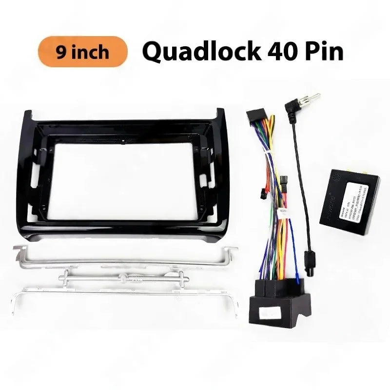 Radio Panel Frame for VW Polo 2012 to 2017, Quadlock Wiring Harness Adapter, CAN Bus Decoder, for 16 Pin 9" Android Multimedia