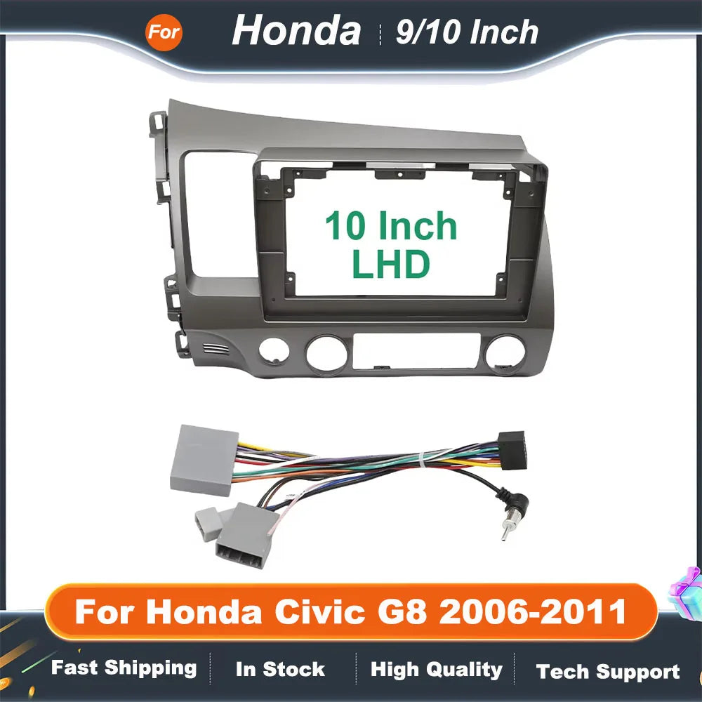 9/10 Inch Car Radio Fascia Frame for Honda Civic G8 2006-2011 Android Stereo Dash Fitting Panel Kit Adapter Trim