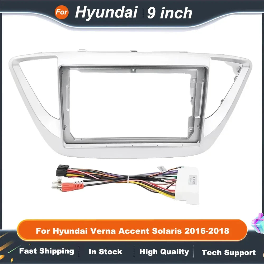 9 Inch Car Radio Fascia Frame Kit for Hyundai Verna/Accent/Solaris 2016-2018, Android Dash Installation Adapter Panel