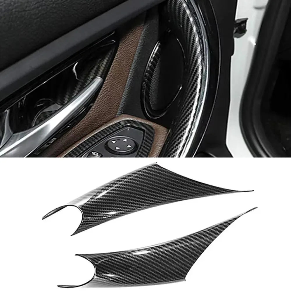 2PCS Car Styling Interior Door Panel Handle Inner Pull Protective Cover Trim Black For BMW 3/GT 4 Series F30 F35 2012-2018