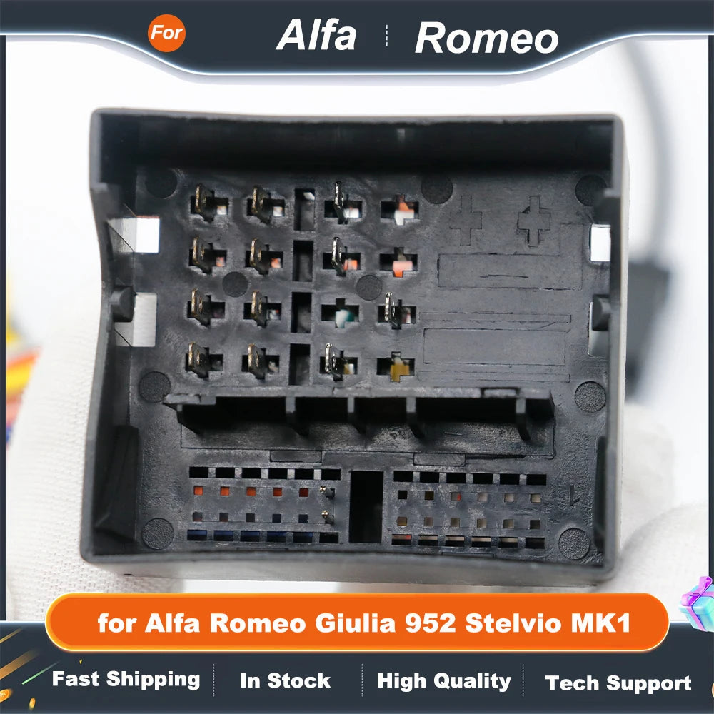 Radio Quadlock Wiring Harness CAN Bus Decoder 16 Pin Android Multimedia Cable Adapter for Alfa Romeo Giulia 952 Stelvio MK1