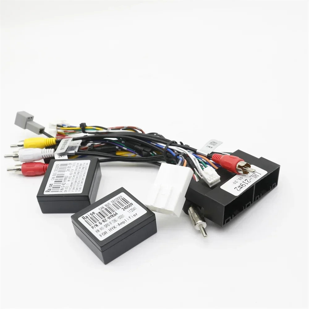 Car Audio 16PIN DVD Player Power Calbe Adapter With 2 Canbus Boxes For Hyundai IX35 Sonata 8 Santafe Kia K3 Wiring Harness