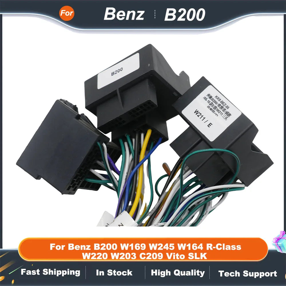 CANbus Box Adaptor Decoder For Benz B200 W169 W245 W164 R-Class W220 W203 C209 Vito SLK With 16Pin Power Wiring Harness Cable