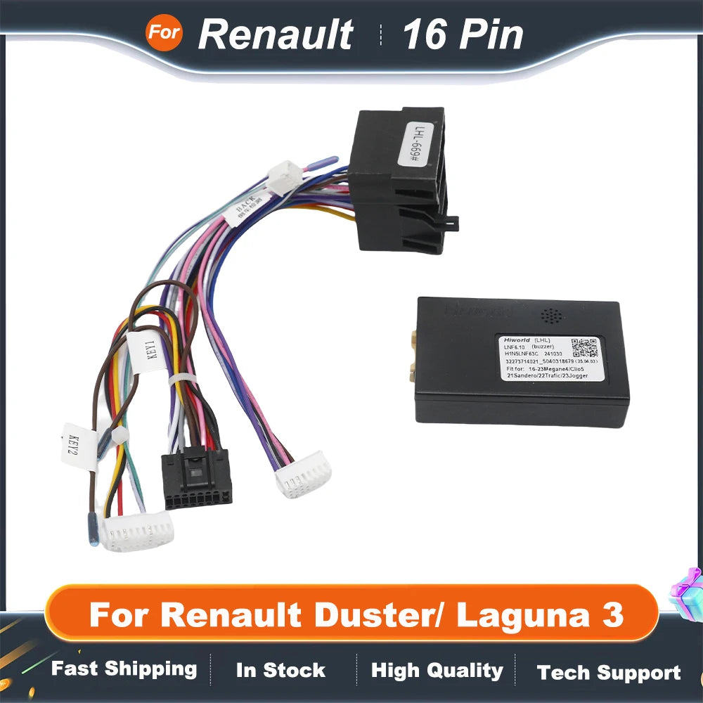 16 Pin Canbus Box With Cable Adaptor For Renault Duster/ Laguna 3 Radio Car With Wiring Harness Cable Android Car Radio