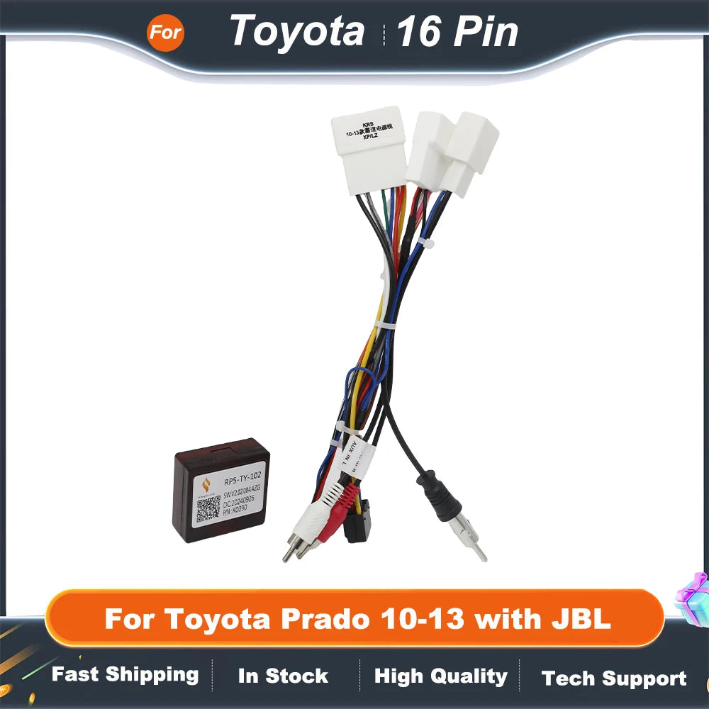 Car 16PIN Android Radio Power Cable Adapter With Canbus Box For Toyota Prado/Sequoia/Lexus 330 Audio Player Wiring Harness