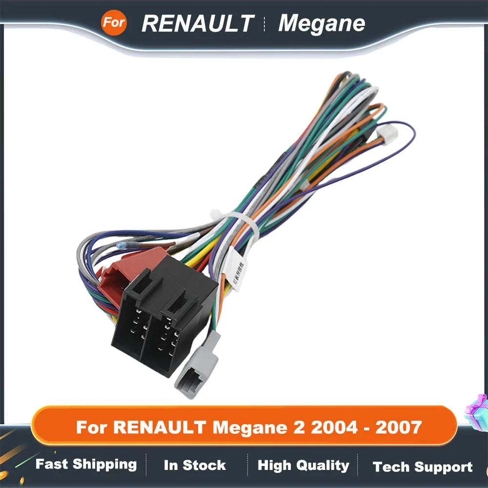 16 Pin For RENAULT Megane 2 2004 - 2007 Canbus Android Player Power Cable Audio Adaptor Dash Trim kit Facia Panel