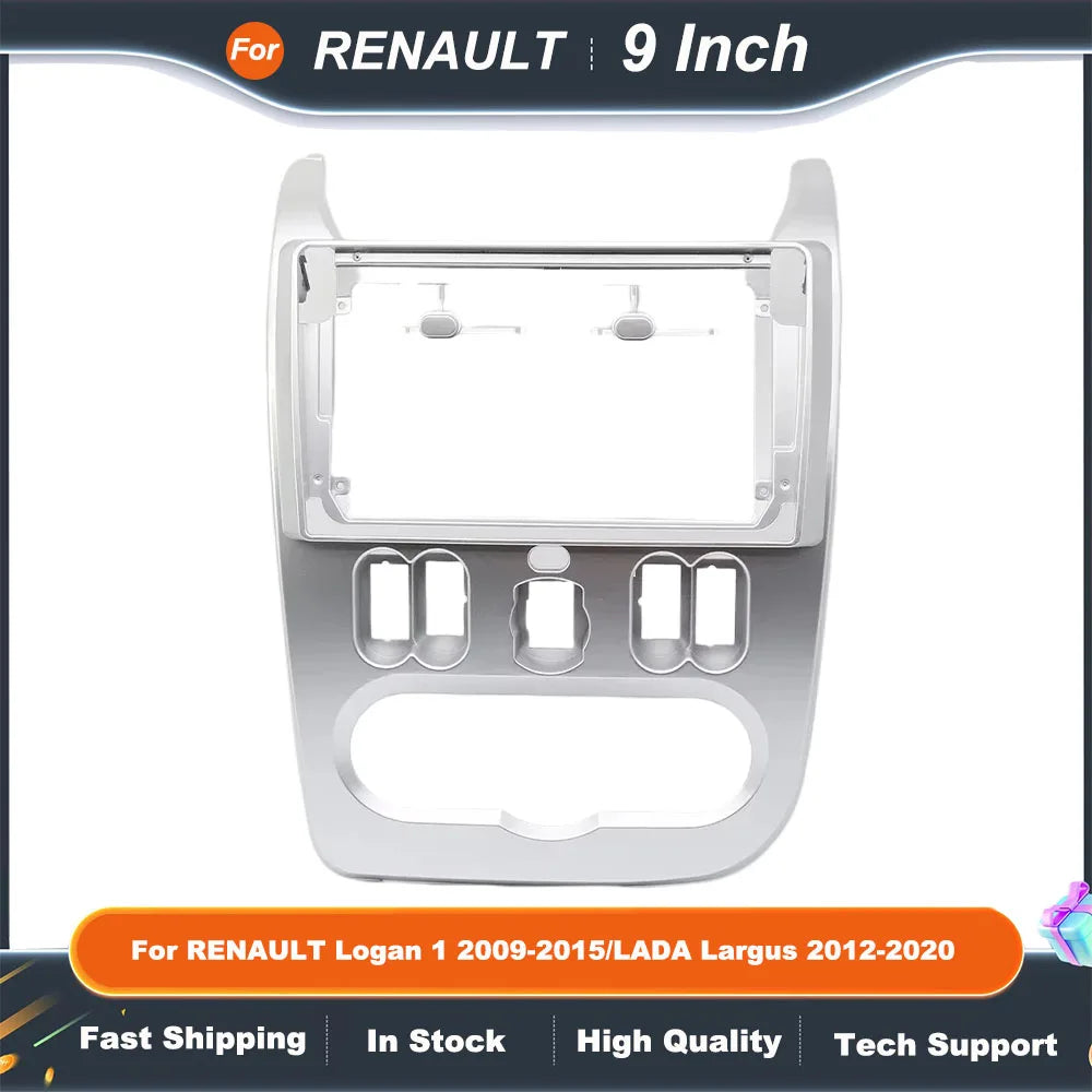 9 Inch Car Radio Fascia Frame for Renault Logan 1 2009-2015  Lada Largus 2012-2020 2DIN Dash Panel Audio Video Kit