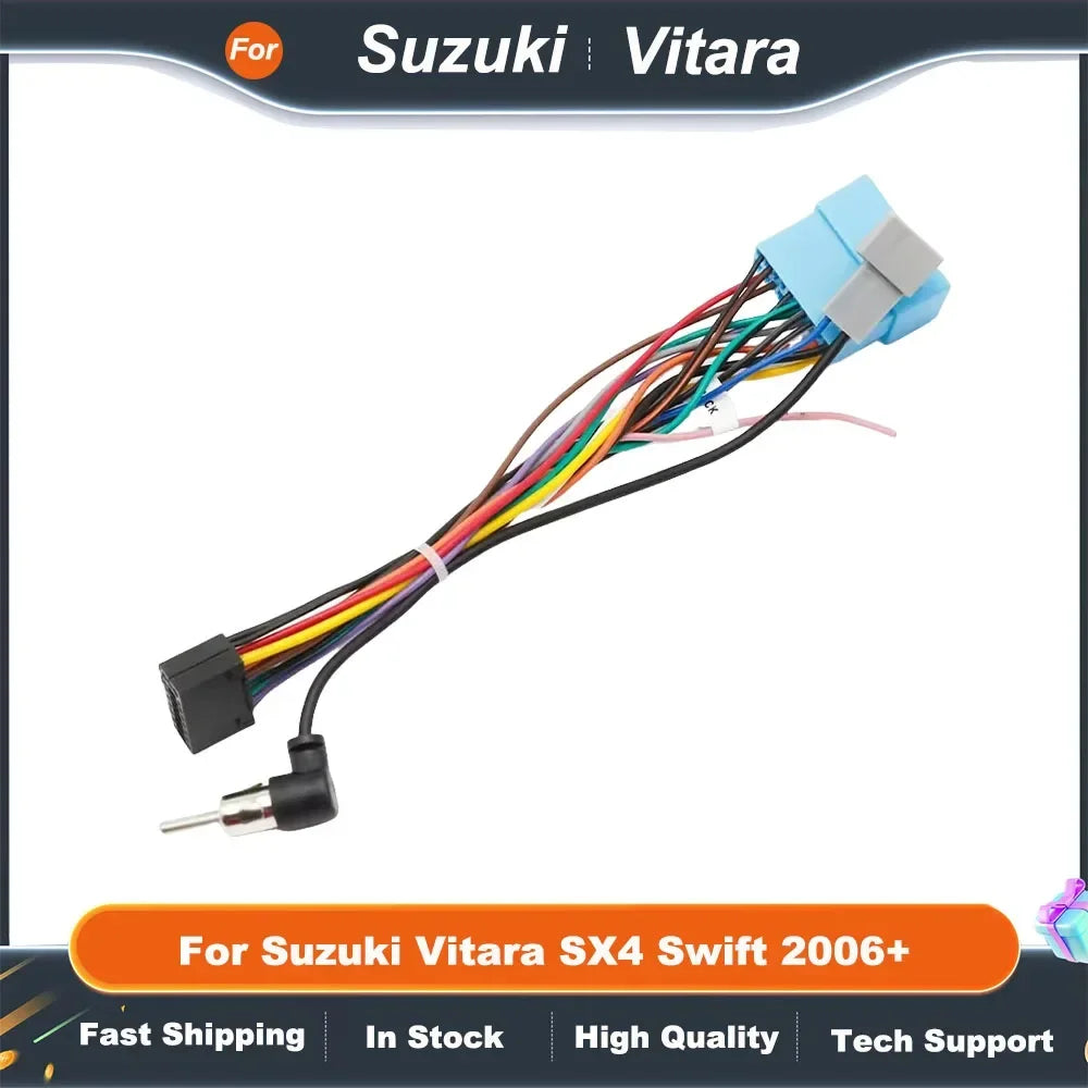 16Pin Car Radio Fascia Frame Wiring Harness Adapter for Suzuki Vitara SX4 Swift 2006+ Android Stereo Cable Plug&Play