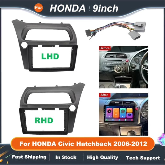 9 Inch 2DIN Android car stereo panel For HONDA Civic Hatchback 2006-2012 Stereo Player Frame Head Unit Dash Panel Installation