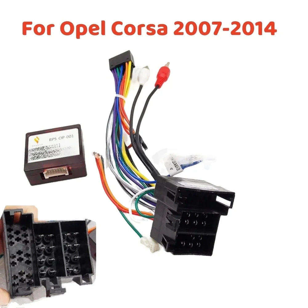 Car Audio 16 Pin Android 2 Din GPS Video Power Cable Adapter With Canbus Box For Opel Corsa 2007-2014 Audio Power Wiring Harness