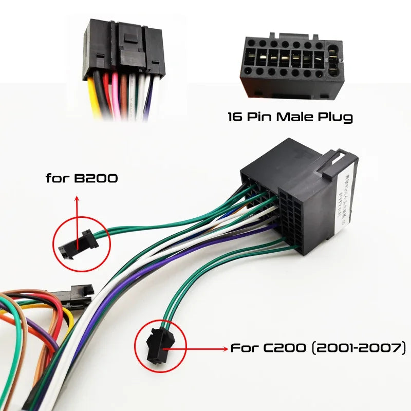 ISO Wiring Harness CAN Bus Decoder, 16 Pin Car Android Head Unit Cable Adapter,  for Mercedes Benz B Class W245 W246 C200