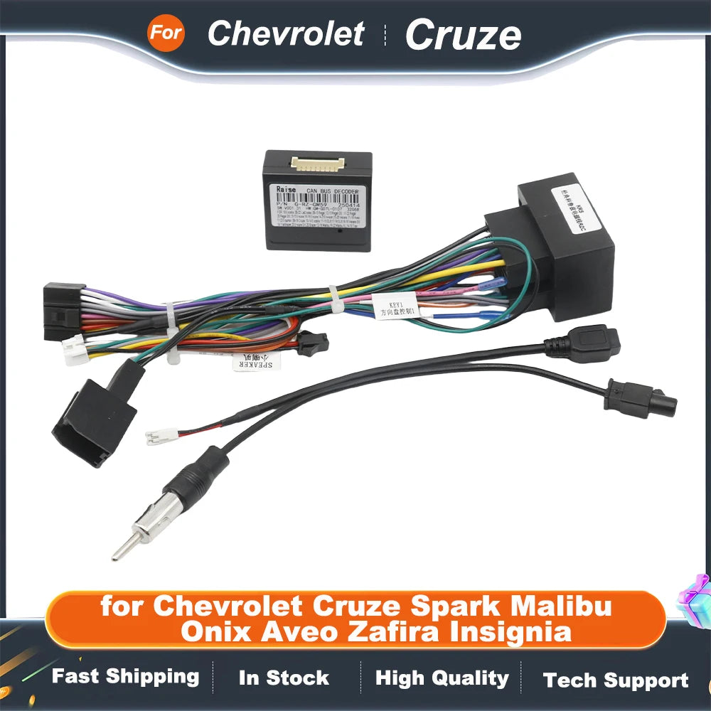 CAN Bus Wiring Harness Adapter, 16 Pin Connector Android Cable for Chevrolet Cruze Spark Malibu Onix Aveo Zafira Insignia