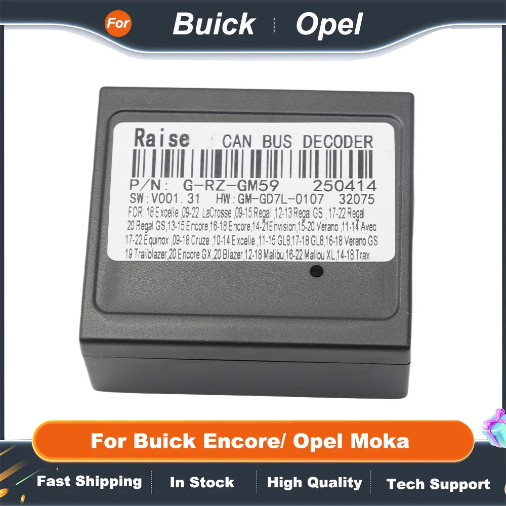 Car Android Radio CAN Bus Decoder Adapter GM-RZ-09 For Buick Encore/ Opel Moka Receiver 16 Pin Power Cable