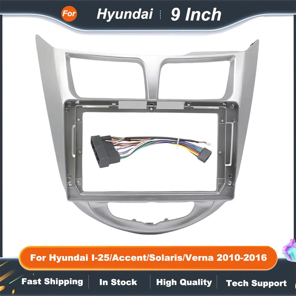 9 inch Car Radio Fascia Frame for Hyundai I-25 Accent Solaris Verna 2010-2016 Android 2Din MP5 Stereo Panel Dash Kit