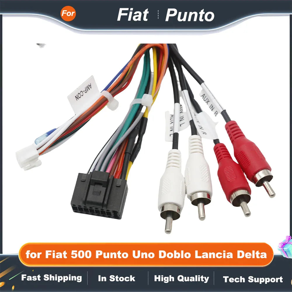 CAN Bus Decoder Wiring Harness 16 Pin Plug to ISO Connector Car Android Cable Adapter for Fiat 500 Punto Uno Doblo Lancia Delta
