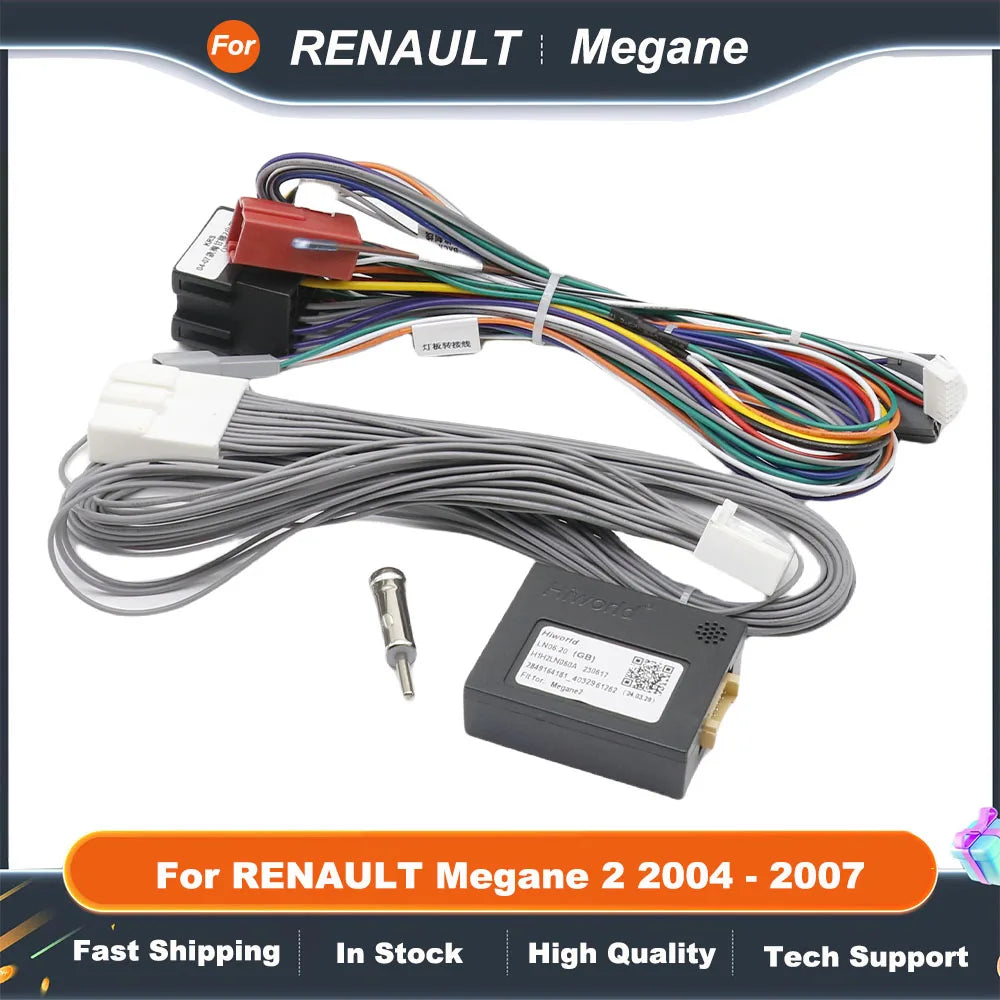 16 Pin For RENAULT Megane 2 2004 - 2007 Canbus Android Player Power Cable Audio Adaptor Dash Trim kit Facia Panel
