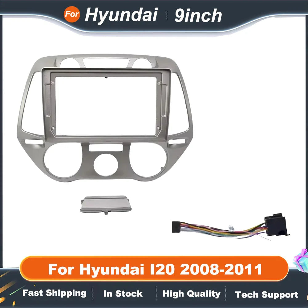 9 Inch Car Fascia Frame Cable For Hyundai I20 2008-2011 Android Big Screen Radio Dash Fitting Panel Kit