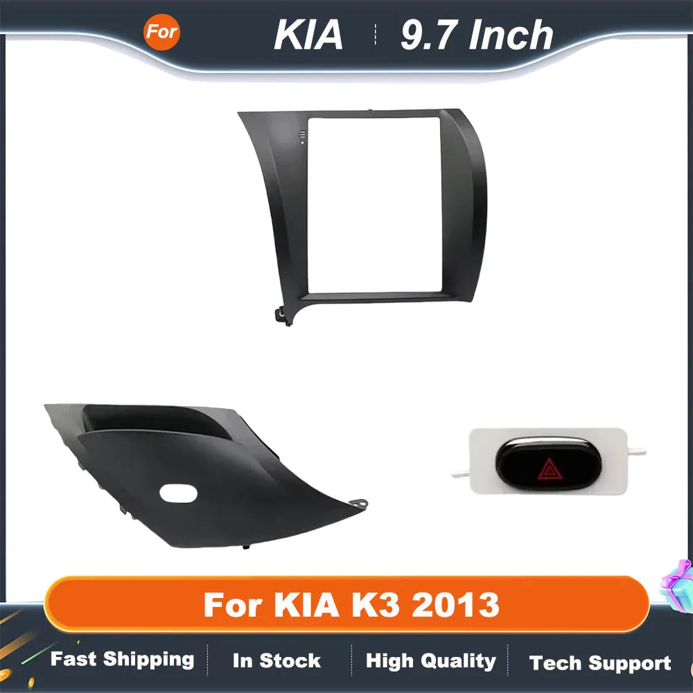 9.7 Inch 2 Din Car Radio Fascias For KIA K3 2013 Tesla Style Multimedia Frame Video Player Navigation DVD Panel Trim