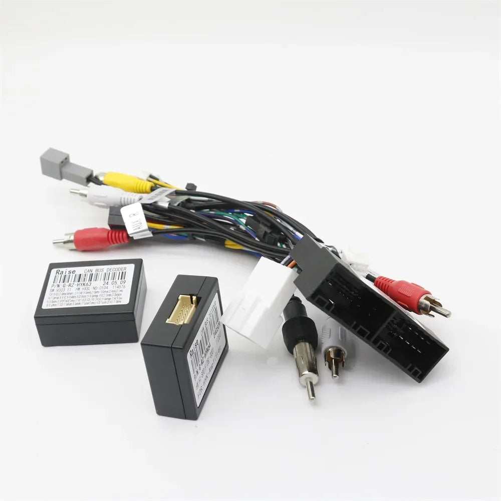 Car Audio 16PIN DVD Player Power Calbe Adapter With 2 Canbus Boxes For Hyundai IX35 Sonata 8 Santafe Kia K3 Wiring Harness