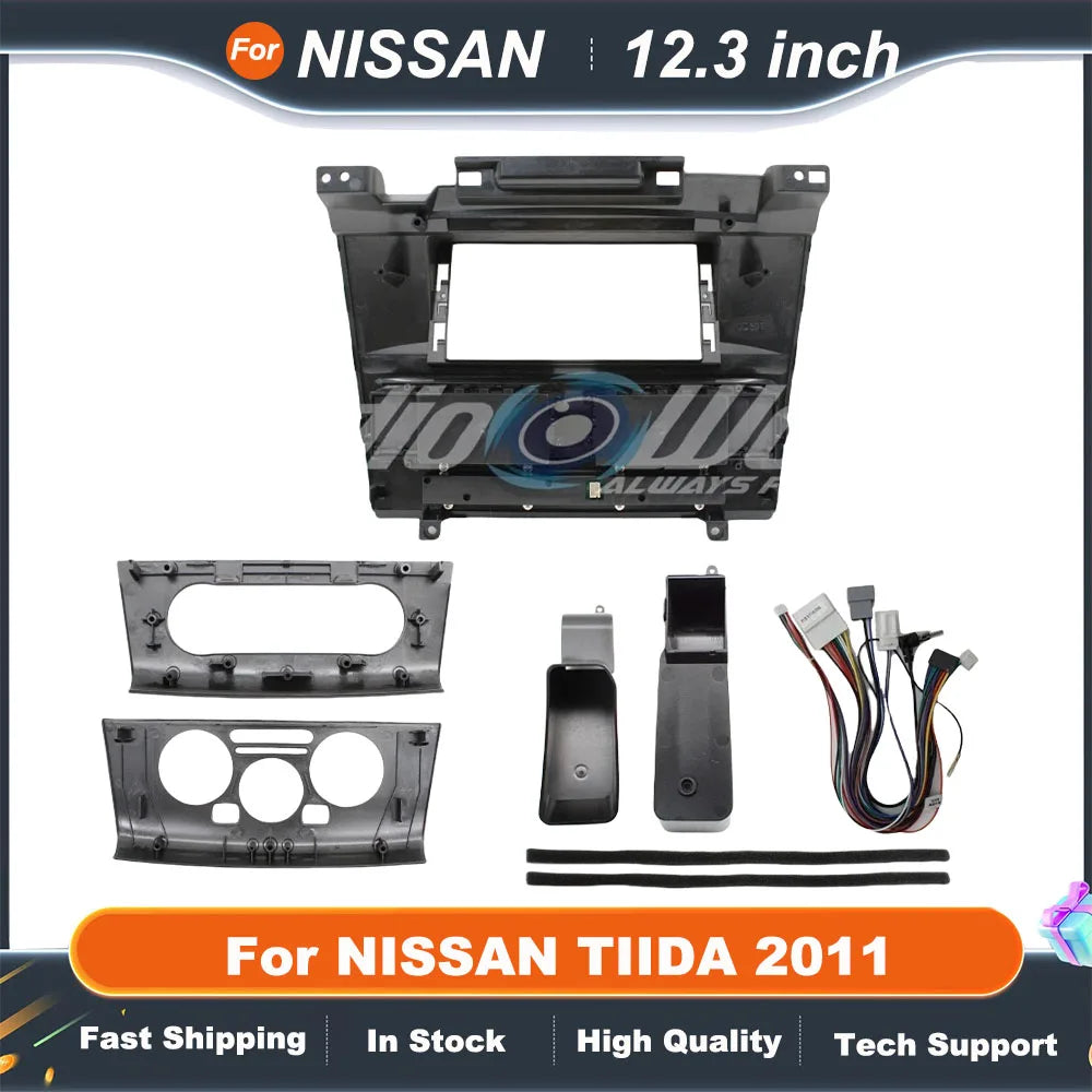 12.3 inch2 Din Car Audio Frame For NISSAN TIIDA 2011 GPS Navigation Fascia Panel Car DVD Plastic Frame Fascia