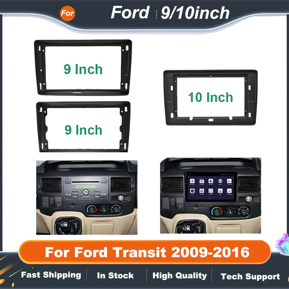 9/10 Inch Car Radio Fascia Dash Panel Frame Adapter For Ford Transit 2009-2016 Android Kit Installation Trim Beze