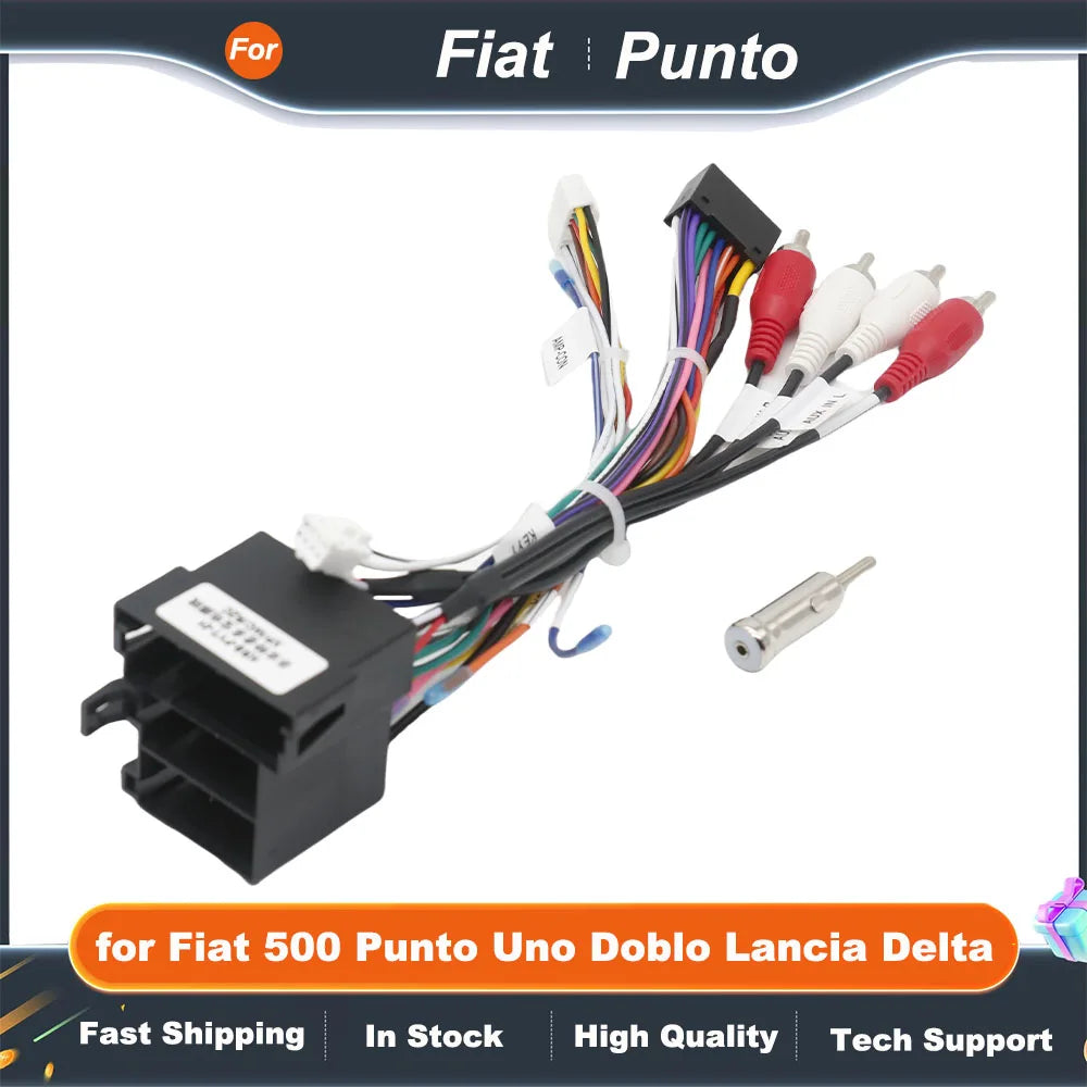 CAN Bus Decoder Wiring Harness 16 Pin Plug to ISO Connector Car Android Cable Adapter for Fiat 500 Punto Uno Doblo Lancia Delta