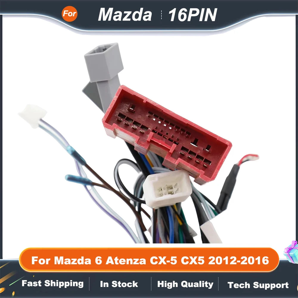 16PIN Car Android Wire Harness Adapter Canbus Box Decoder For Mazda 6 Atenza CX-5 CX5 2012-2016