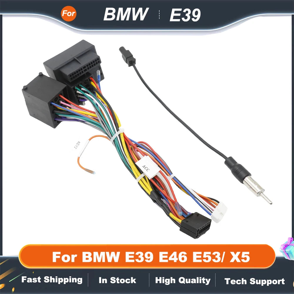 Car Radio Canbus Box Decoder For BMW E39 E46 E53/ X5 Harness Wiring Cables 16 PIN Wiring Harness Plug Power Cable Android Radio