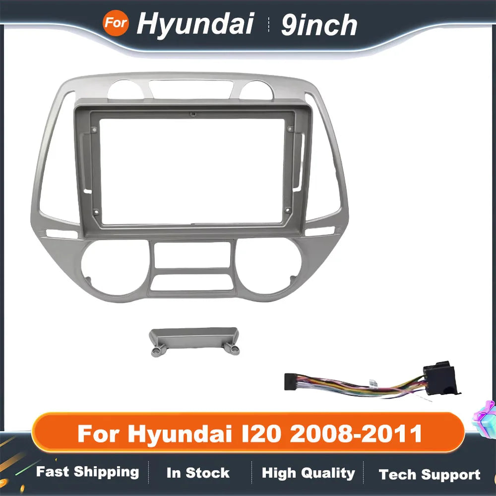 9 Inch Car Fascia Frame Cable For Hyundai I20 2008-2011 Android Big Screen Radio Dash Fitting Panel Kit