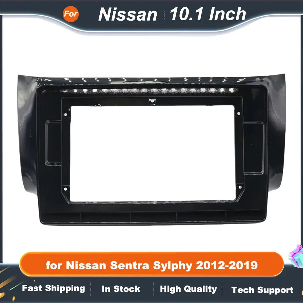 2 Din 10.1 Inch Car Radio Fascia Frame for Nissan Sentra Sylphy 2012-2019 Stereo Dashboard Trim Kit Installation Panel DVD Frame