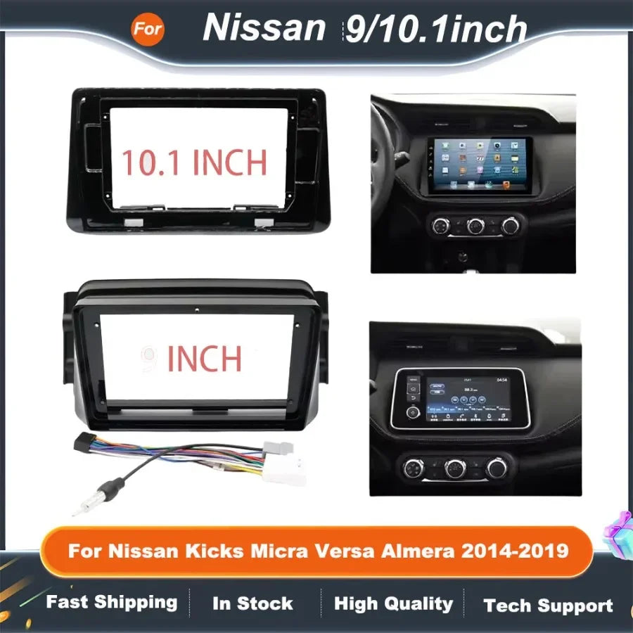 9/10.1 Inch car stereo frame Adapter For Nissan Kicks Micra Versa Almera 2014-2019Android Radio Dash Fitting Panel Kit
