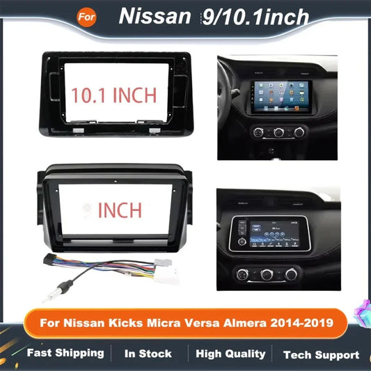 9/10.1 Inch car stereo frame Adapter For Nissan Kicks Micra Versa Almera 2014-2019Android Radio Dash Fitting Panel Kit