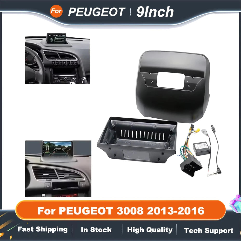 9 Inch Car Audio Fascia Panels For PEUGEOT 3008 2013-2016 Canbus Box Adapter Android Radio Dash Fitting Panel Kit