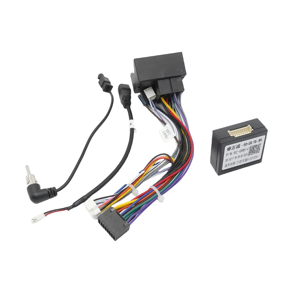 Android Power Wiring Harness Cable Adapter With Canbus Box For WINGLE 5 HIGH END POWERRWIREGRW-RZ-14