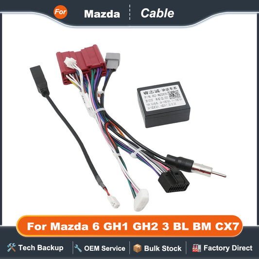 Harness Adapter CAN Bus Decoder for Mazda 6 GH1 GH2 3 BL BM CX7 16 Pin To 24Pin Connector Radio Antenna Car Android Wiring Cable