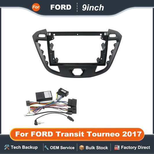 9 Inch 22.86cm for 2017 Car Android Radio Frame Fascia Stereo Panel Harness Dashboard Mount Kit for FORD Transit Tourneo