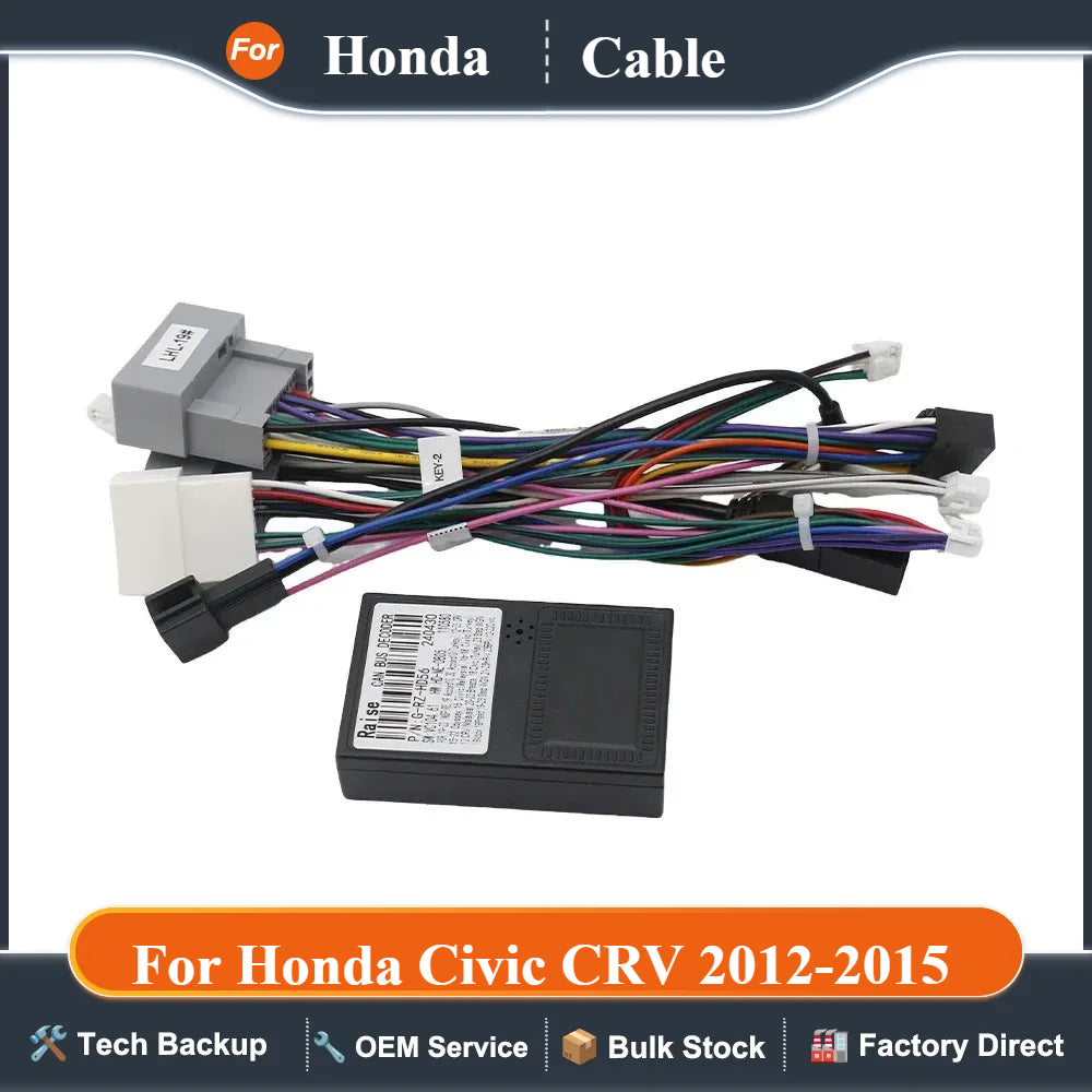 For Honda Civic CRV 2012-2015 Android 16pin MP5 Player Wiring Harness Power Cable Adapter Radio Crod  with Canbus Box