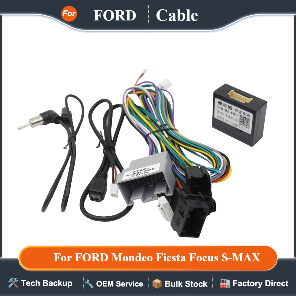 Canbus Box FD01/FD02 Decoder For FORD Mondeo Fiesta Focus S-MAX Android Car Radio Wiring Harness Adapter Power Cable