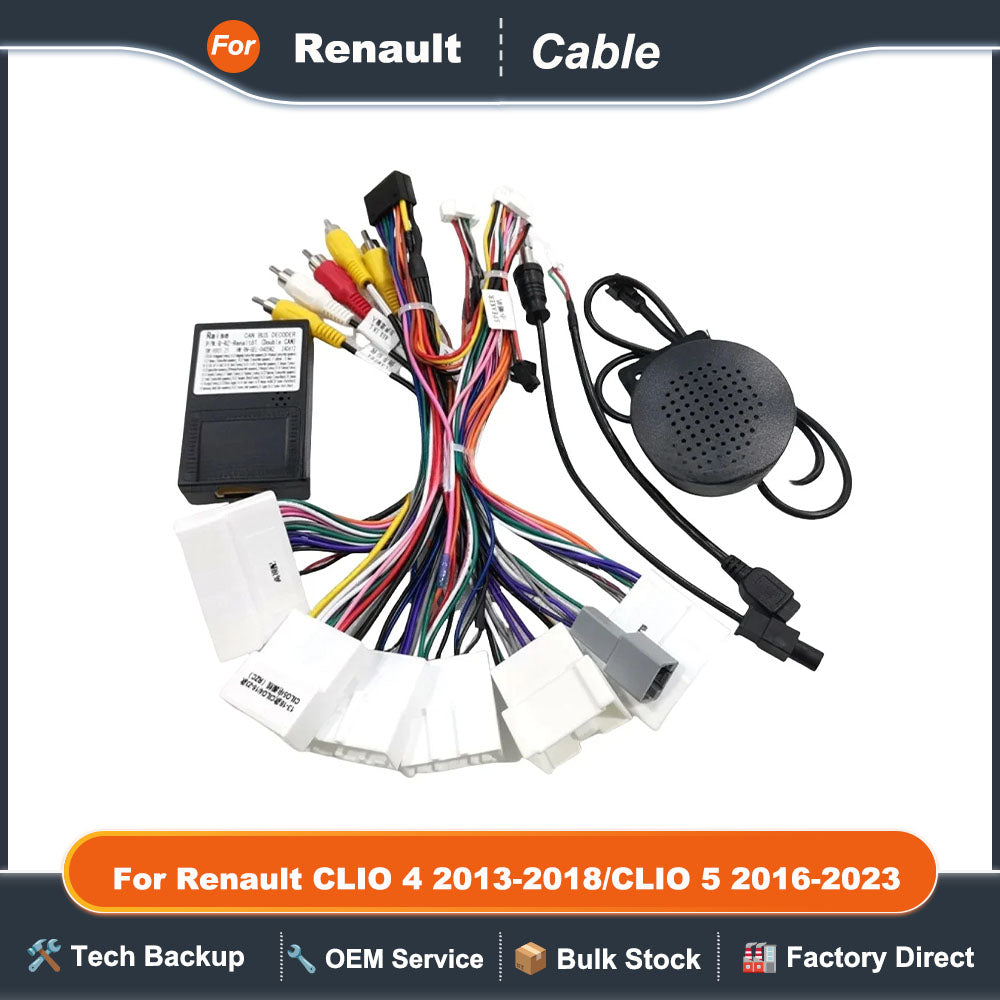 Car 16 Pin Wiring Harness Adapter Canbus Decoder Android 2 Din Radio Power Cable For Renault CLIO 4 2013-2018/CLIO 5 2016-2023