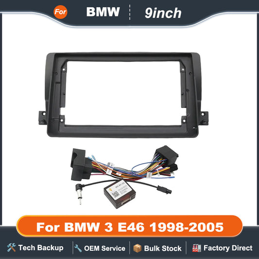 For 1998-2005 BMW 3 (E46) (9INCH) Car Radio Fascia Fit Android Player Frame Adapter Cover Stereo Panel Dash Mount Trim Kit Bezel