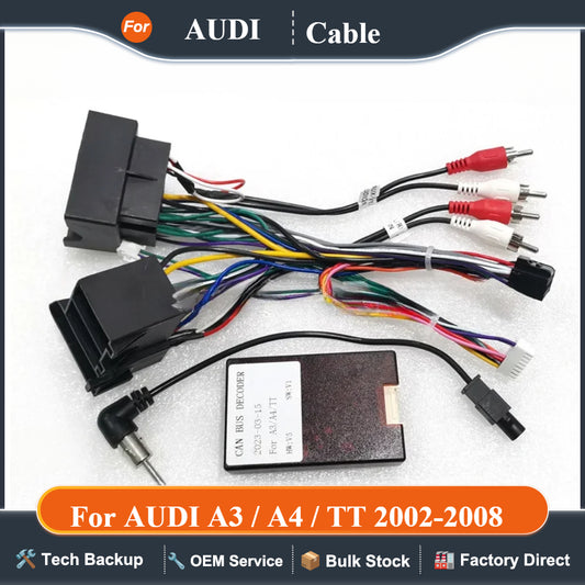 For AUDI A3 / A4 / TT 2002-2008 Android 2 Din GPS Car Radio Canbus Box Decoder Wiring Harness Adapter Power Cable