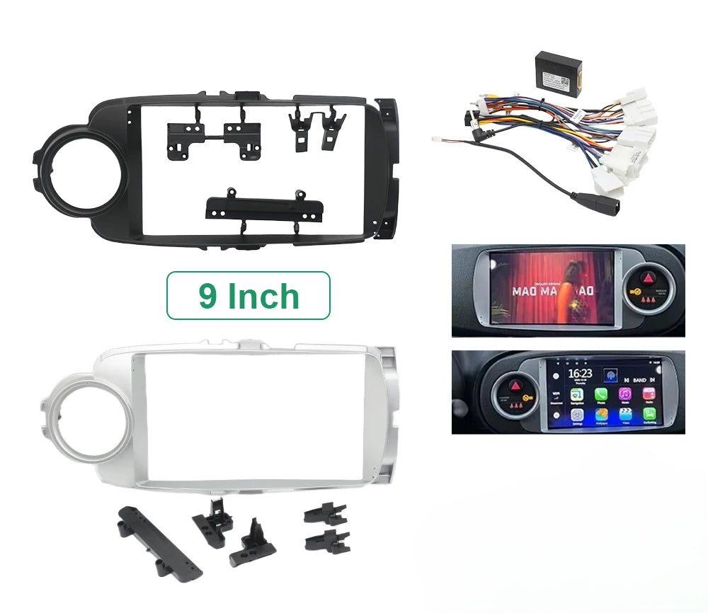 9 Inch 22.86cm for 2012-2017 Car Radio Android Frame Stereo Panel Player Fascias Harness Canbus for TOYOTA YARIS VITZ PLATZ