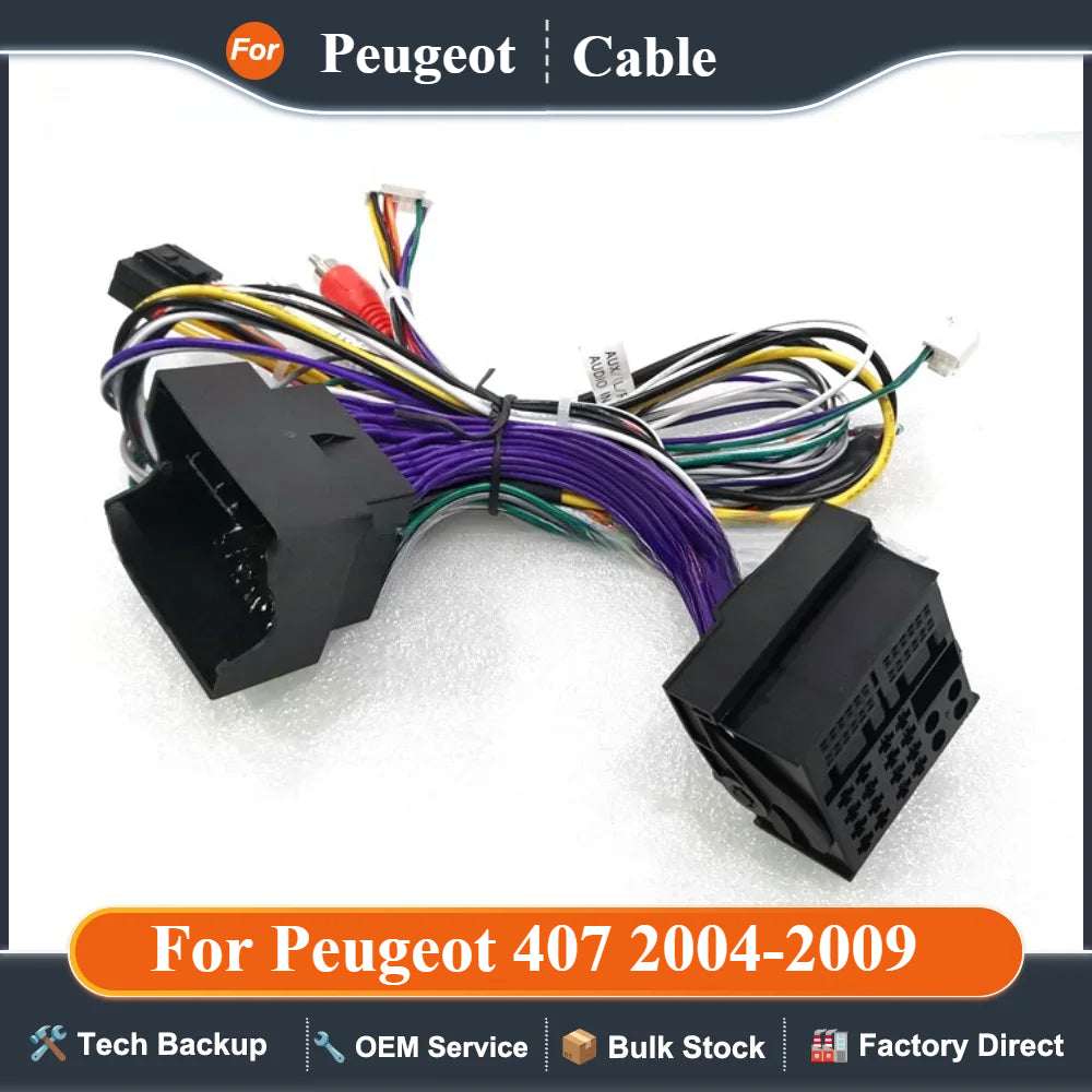 Car Radio Canbus Box Decoder For Peugeot 407 2004-2009 (Save CD) Wiring Harness Plug Power Cable Android 2 Din GPS Radio