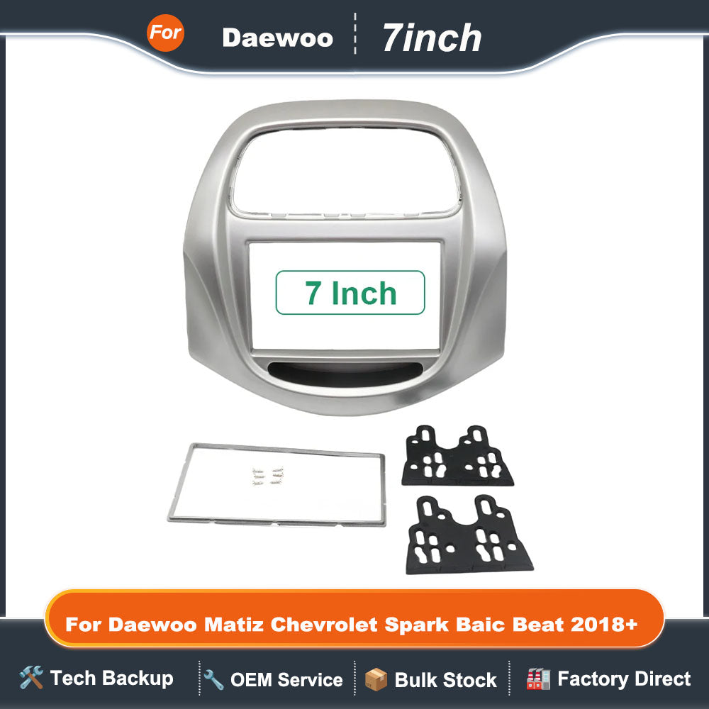 7inch Car Stereo Frame Double 2 Din Fascia for Daewoo Matiz Chevrolet Spark Baic Beat 2018+ Radio Frame Dash Trim Kit Panel