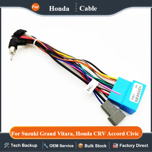 Radio Wiring Harness, 16 Pin to 20Pin Connector Cable Adapter, for Suzuki Grand Vitara, Honda CRV Accord Civic, Acura MDX RDX