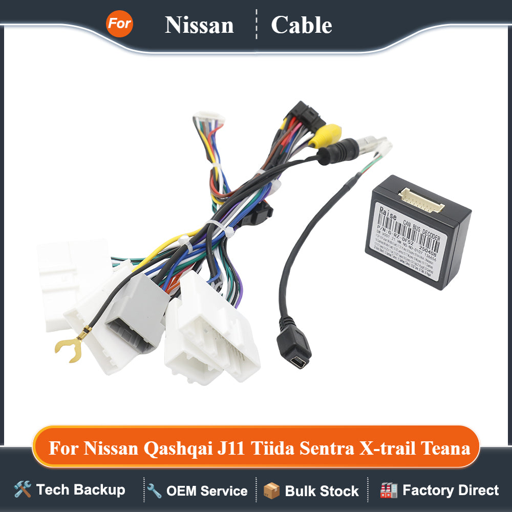 CANBus Decoder Harness Wiring Adapter for Nissan Qashqai J11 Tiida Sentra X-trail Teana 16 Pin Connector Radio Antenna Cable