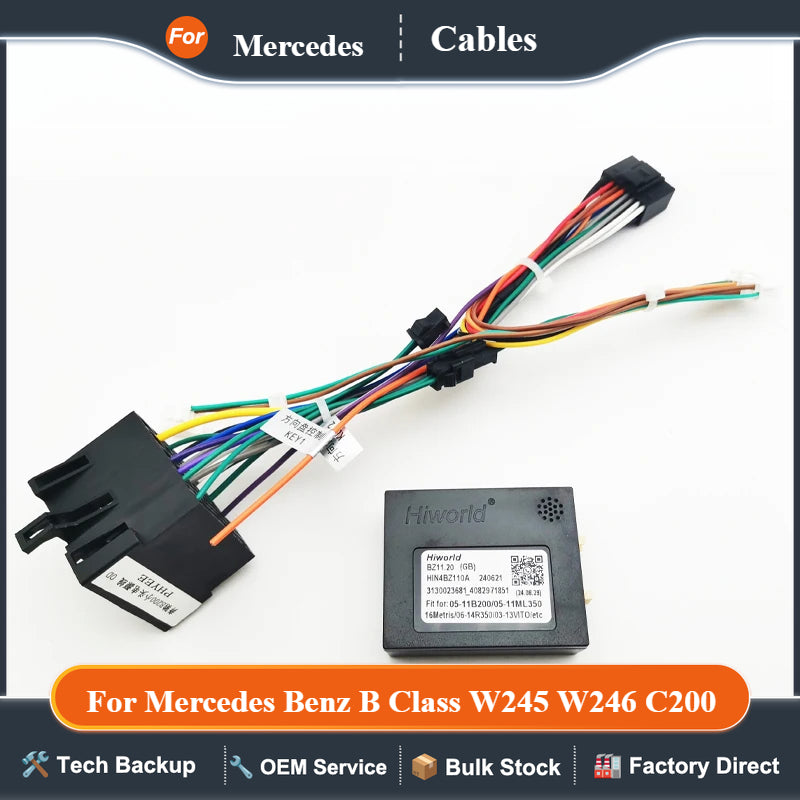 ISO Wiring Harness CAN Bus Decoder, 16 Pin Car Android Head Unit Cable Adapter,  for Mercedes Benz B Class W245 W246 C200